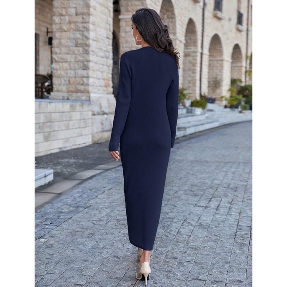 2 Piece Set: Knit Midi Pencil Dress and Long Cardigan Button Through - Picture 8 of 14
